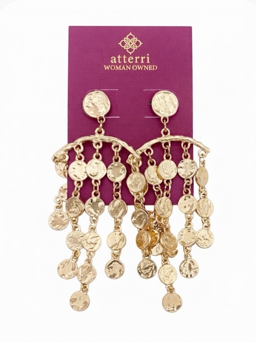 NWT ⚜️🟡⚜️ ATTERRI Gold Toned Chandelier Drop Earrings